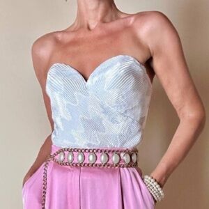 La Perla Vintage pleated Elegant Strapless White top